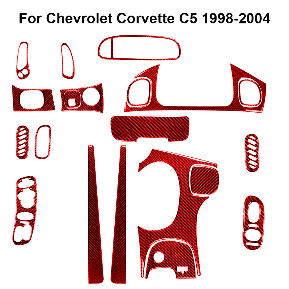 20Pcs For Chevrolet Corvette C5 Red Carbon Fiber Full Interior Kit