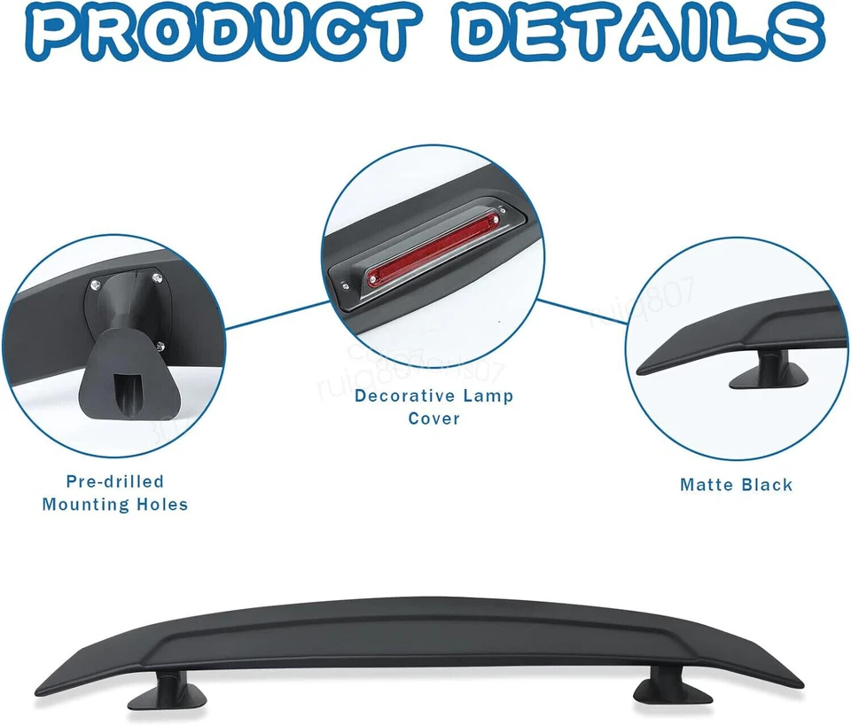 For 2005 - 2010 Scion tC 47" Matte Black Rear Trunk Spoiler Lip Tail Lip Wing - Image 2 of 4