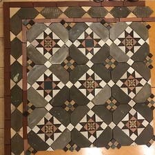 Reclaimed Antique Victorian Encaustic Vitrified Floor tile - one white square