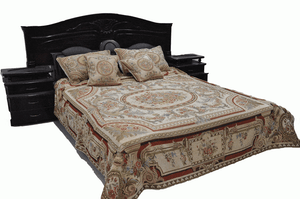 DaDa Bedding Red Floral Blossoms Victorian Chenille Medallion Bedspread Set Twin
