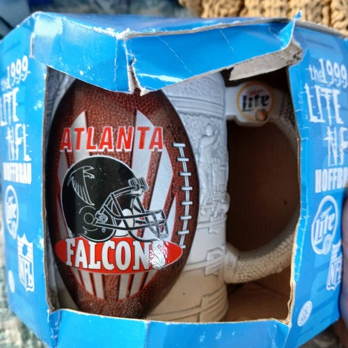 Vintage 1999 Miller Lite NFL Atlanta Falcons Bier Stein Krug 3-D Hoffbrau