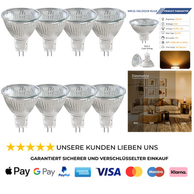 Halogenstrahler MR16 GU5 20W 12V Dimmbar Warmweiß