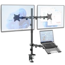 Dual Monitor Stand and Laptop Mount Fit 17 to 32 Inch Monitor and 10 to 17 In...