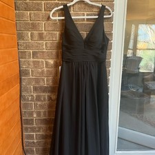 NWT Azazie Enez Elegant Evening Gown Prom Black Maxi Dress size 8 Black Gown