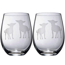 Of 2 Chihuahua Dog Stemless Wine Glasses Chihuahueño Puppy & Doggy Lover for Him