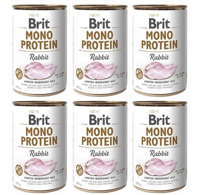 Brit Mono Protein Kaninchen-Nassfutter für Hunde und Hunde, 6 x 400 g, lecker