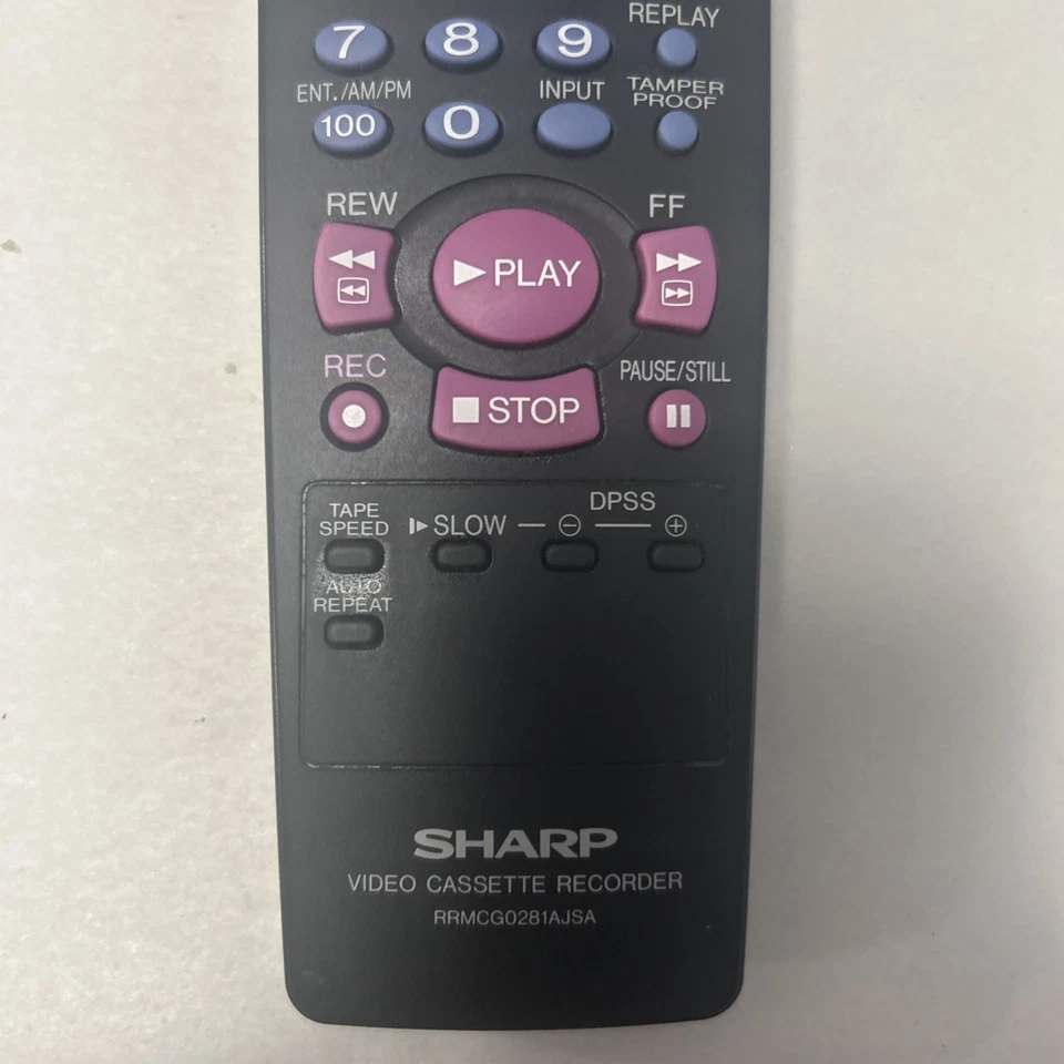 Unidade de controle remoto Sharp RRMCG0281AJSA VIDEOCASSETE VHS original do fabricante - Imagem 2 de 4