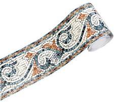 Amhao 3D Mosaic Embossed Wallpaper Border Floral Wall Border Paper Peel and