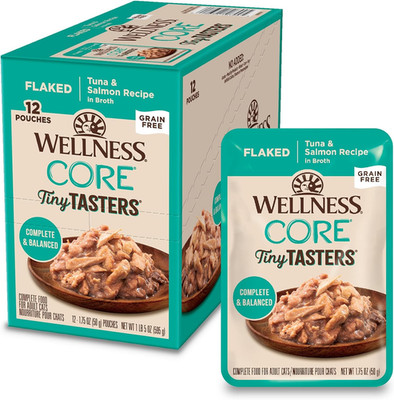 Wellness CORE Tiny Tasters Flaked Adult Wet Cat Food, Natural, Protein Rich, Gra