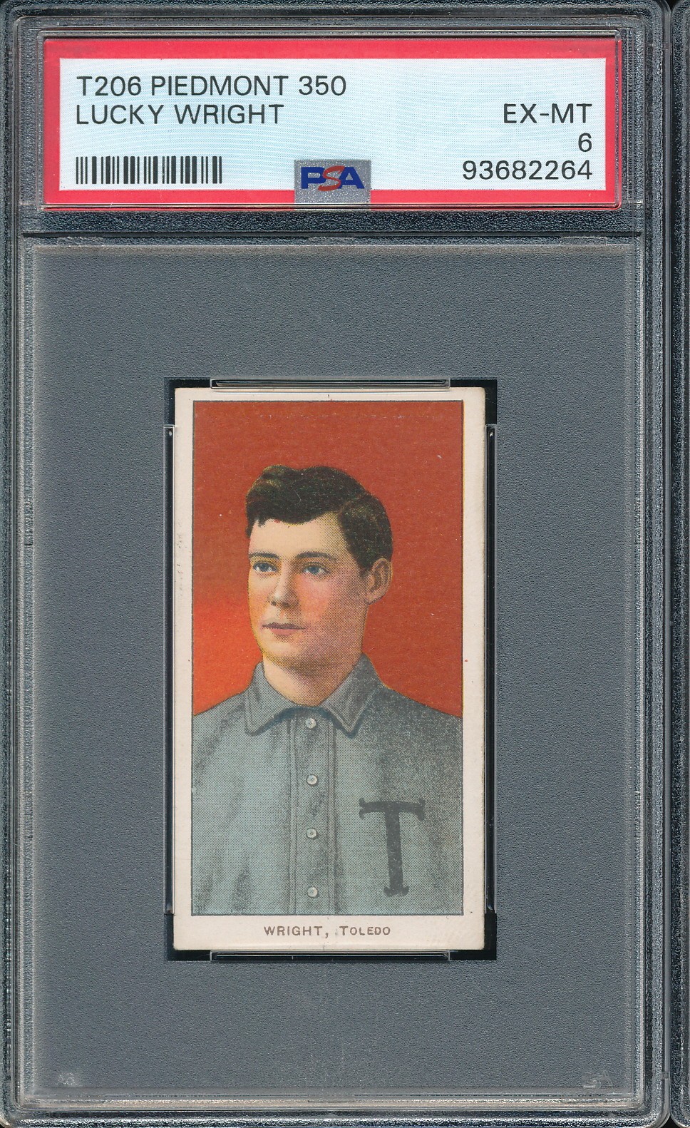 T206 Piedmont 350/25 Lucky Wright PSA 6 - Toledo - POP 43