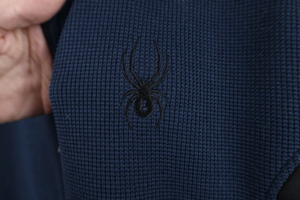 Spyder Mens Medium Faded Color Block Thermal Knit Frontier Sweater Jacket Blue - Image 4 of 4