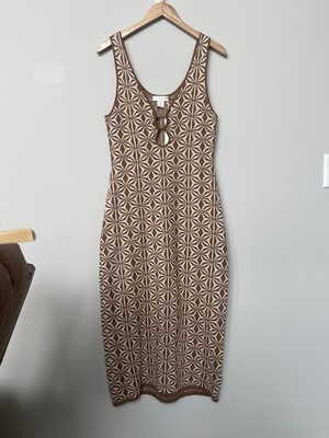 house of harlow brown dress 1960 | Patterned Bodycon Midi Resortwear Stretch Size:90 cm / 35.5 in rainnosto Best Bridesmaids Dresses Fargo
