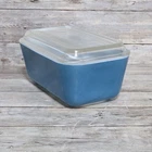 Vintage Pyrex 502-B Blue Refrigerator Dish With Clear Glass Lid