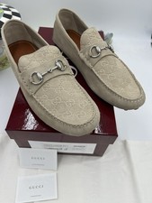 Men's Gucci GG Embossed Logo Suede Driver Loafers Size 12 Fits 13US Made Italy