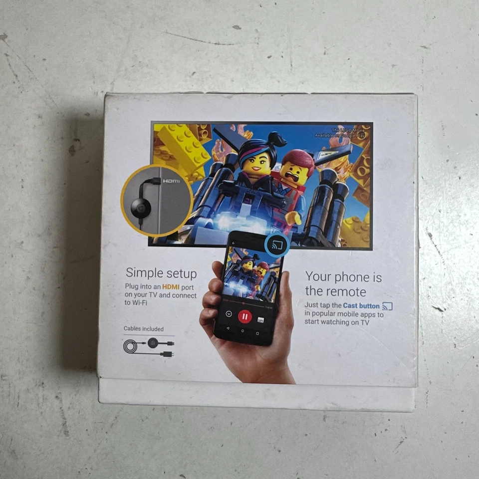 Google Chromecast NC2-6A5 Black 2nd Generation 1080p TV Streaming Media Player - Image 2 of 4