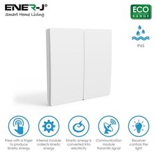 WS1051X – ENER-J 2-Gang Wireless Kinetic Switch (Eco Range, White)