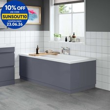 Image of Modern Bathroom 1700 Front & 750 End Bath Panel Pack 18mm MDF Grey Gloss Plinth