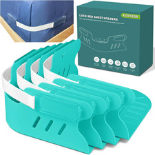 Bed Sheet Holders for Corners, 4Pcs Heavy Duty Fitted Sheet Holder with Lock Fas
