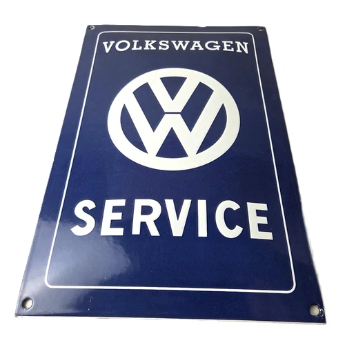 Vintage Volkswagen Sign - Service & Sales Automobile Gas Pump Porcelain Sign