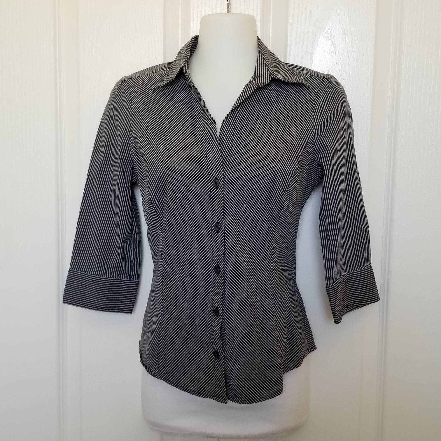 Express Design Studio Striped Button-Down Shirt B… - image 2