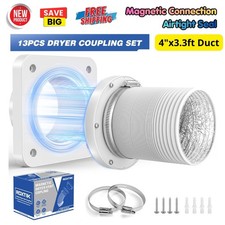 Magnetic Dryer Vent Connector Coupling Kit with 4"x3.3ft Duct, Air Tight Connect