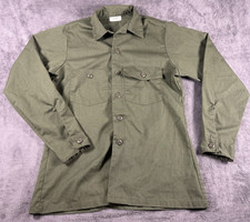 Vintage US Military OG-507 Utility Shirt Mens Olive Drab Green Durapress 15.5x35