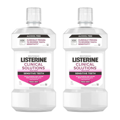 Listerine Sensitivity Alcohol Free Mouthwash, Fresh Mint Flavor, 500 mL, 2 Pack