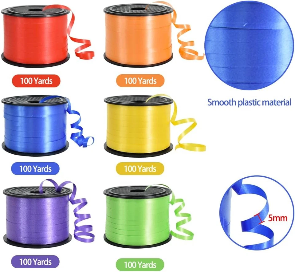 Cinta rizadora arco iris-6 colores surtidos globo rizador conjunto de cintas-600 yardas B Foto 2 de 4