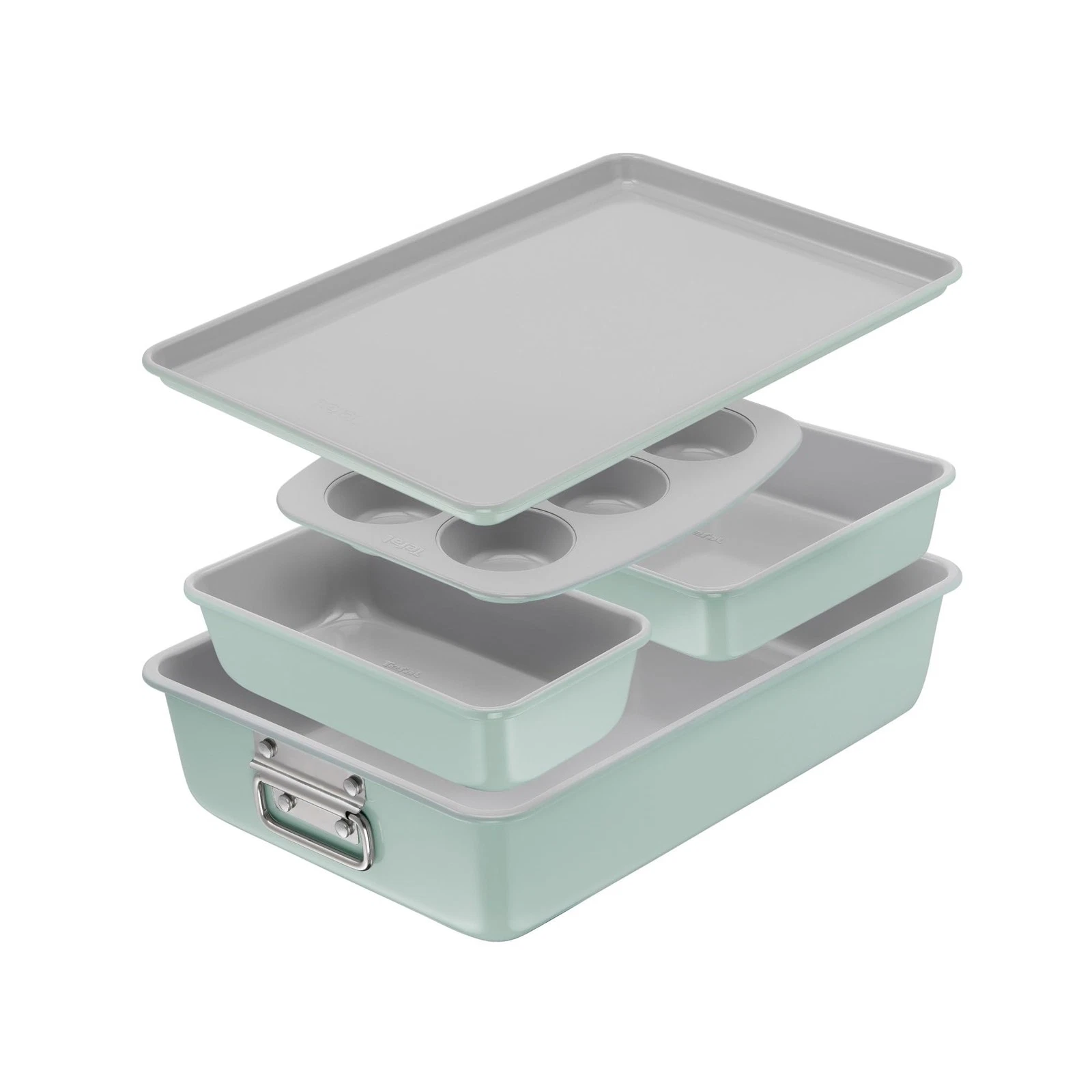 T-fal Refresh Ceramic Nonstick Baking Pans Set (5 5-Piece, Mint Green