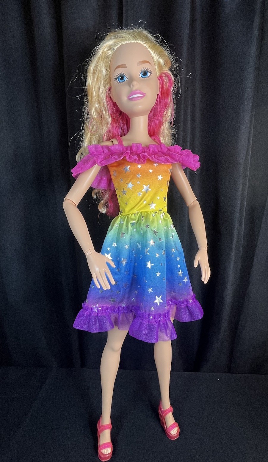 My Size Barbie Doll Rainbow Dress 28-Inch Large Doll  Blonde