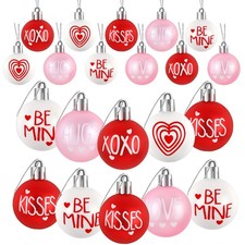 36 Pcs Valentine's Day Ball Ornaments, Red Pink White Heart Decorations with ...