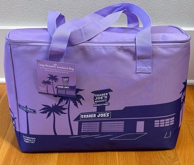 2026 New Trader Joe's Purple Rain Insulated Large Cooler Reusable Bag
