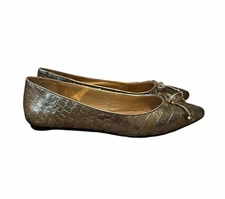 Antonio Melani Gold Metallic Flats Size 7.5 Comfort Dressy Party Pointed Toe