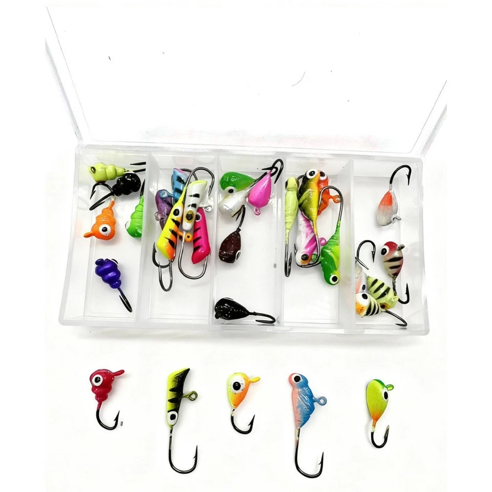 Ice Fishing Gear Kit 30pcs Luminous Mini Fishhook Jig Heads for Panfish Crappie - Image 3 of 4