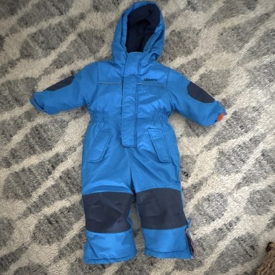Alpine Blue/Gray Hooded Zip One-Piece Coverall Snowsuit 12-18 Months