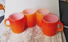4 Vintage Fire King Coffee Tea Mugs Orange Ombre Stackable Milk Glass Kitchen