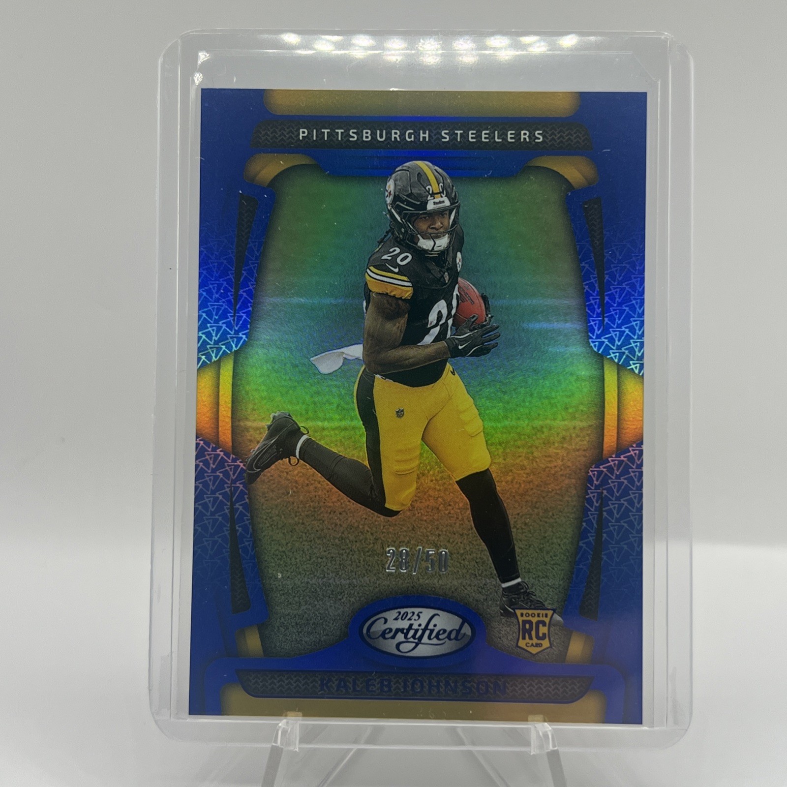 2025 Panini Certified Mirror Blue 50/50 Kaleb Johnson RC #142 NFL RB Rookie SP