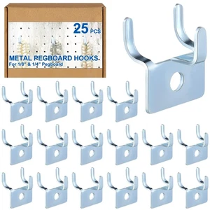 25 Pcs Pegboard Hooks Metal Prong Hook Peg Board for Hanging Hangers for Wall... - Picture 1 of 6