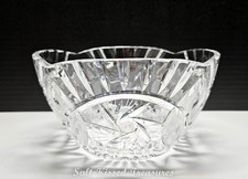 Vintage Cut Crystal Bowl 8.5" Starburst Pattern Clear-99H