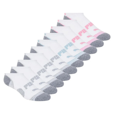 (New) 10-pair PUMA Ladies' No Show Sock, choose from White/Gray or Black/Gray