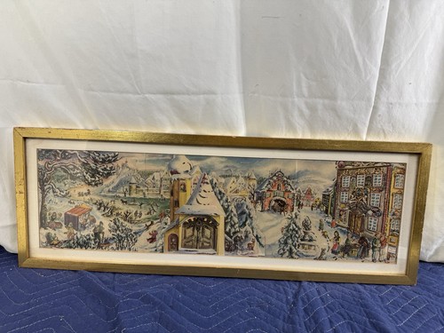 Vtg Christmas Advent Calendar Village Pop Out W. Germany Stuttgart Rohr Framed