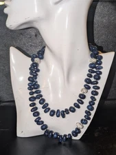 Lele Sadoughi Lapis Lazuli Large Nugget Hand Knotted With Crystal Accent...