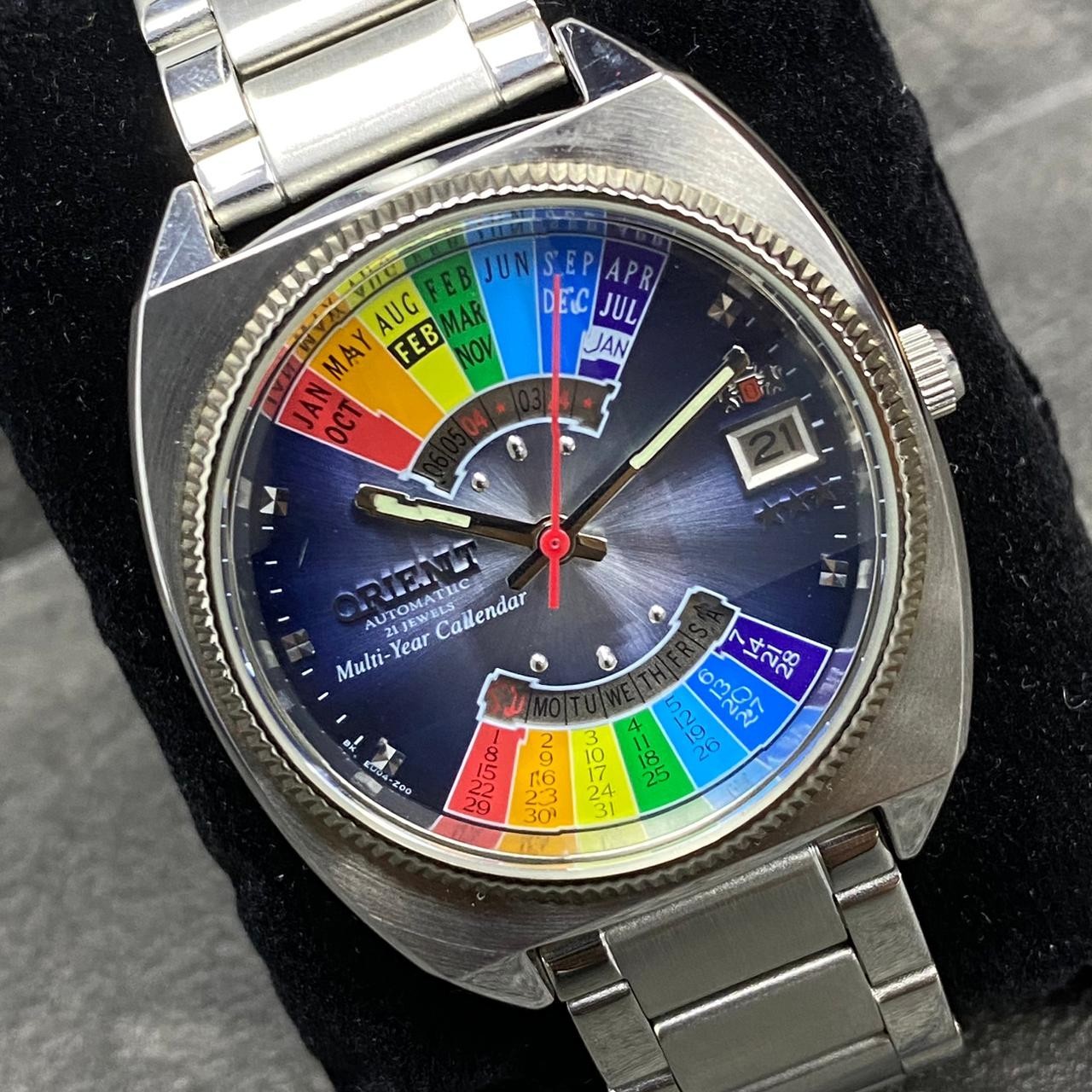 Rare ORIENT Multiyear Calendar Automatic Blue Rai… - image 3