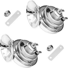 2 PCS 300DB Super Loud Train Horns, 12V Waterproof Snail Raging Sound Silver