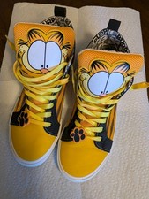Garfield Orange Black Tiger Stripe High-Top Sneakers Graphic Shoes Size 10.5