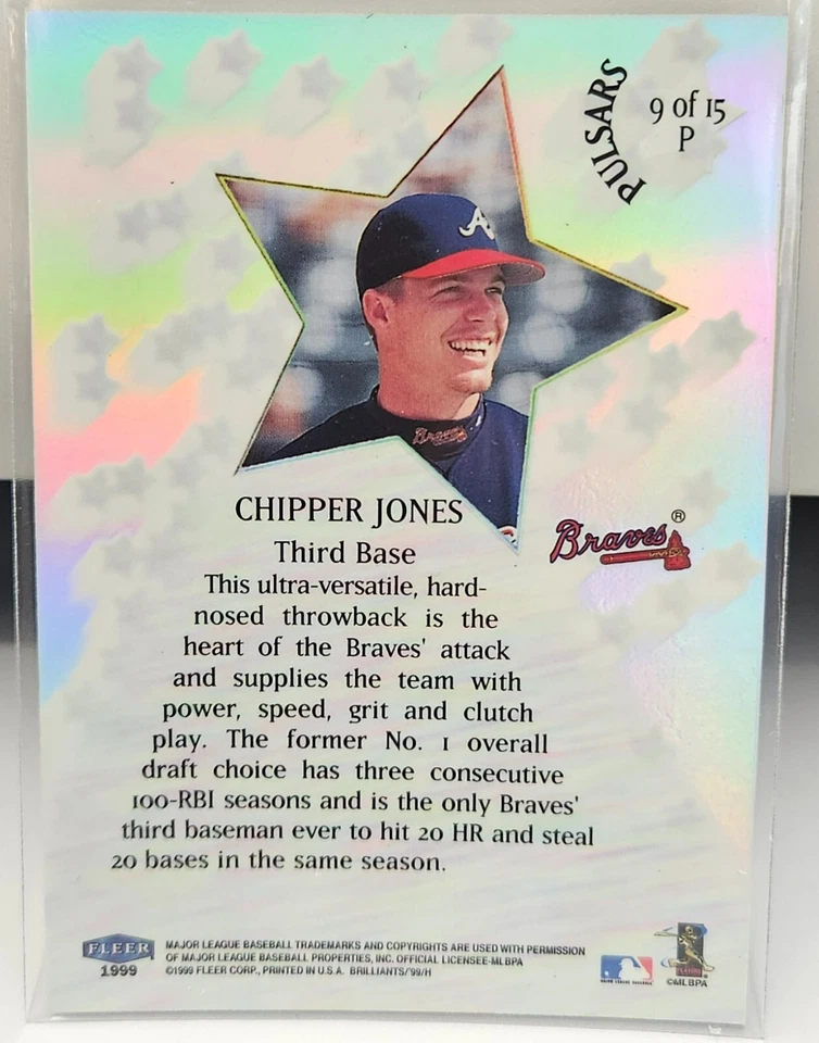 CHIPPER JONES 1999 FLEER BRILLIANTS SHINING STARS PÚLSARS 1:400 SP BRAVES HOF Foto 2 de 2