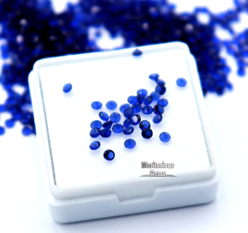 Round Cut Natural Blue Sapphire 1.8 mm Lot 50 Pcs Loose Gemstones Best Offer - Picture 2 of 4