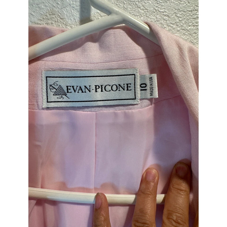 Blazer Vintage Evan-Picono Rosa Lino Talla 10 ILGWU Hecho en Unión EE. UU. Doble Pecho Foto 2 de 4