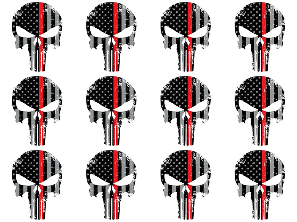 12 x Stück SET Skull Aufkleber USA Sticker Punisher Schädel Totenkopf Amerika - Bild 1 von 1