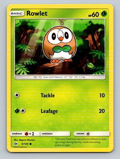 2017 Pokemon Card Sun & Moon Rowlet 9/149